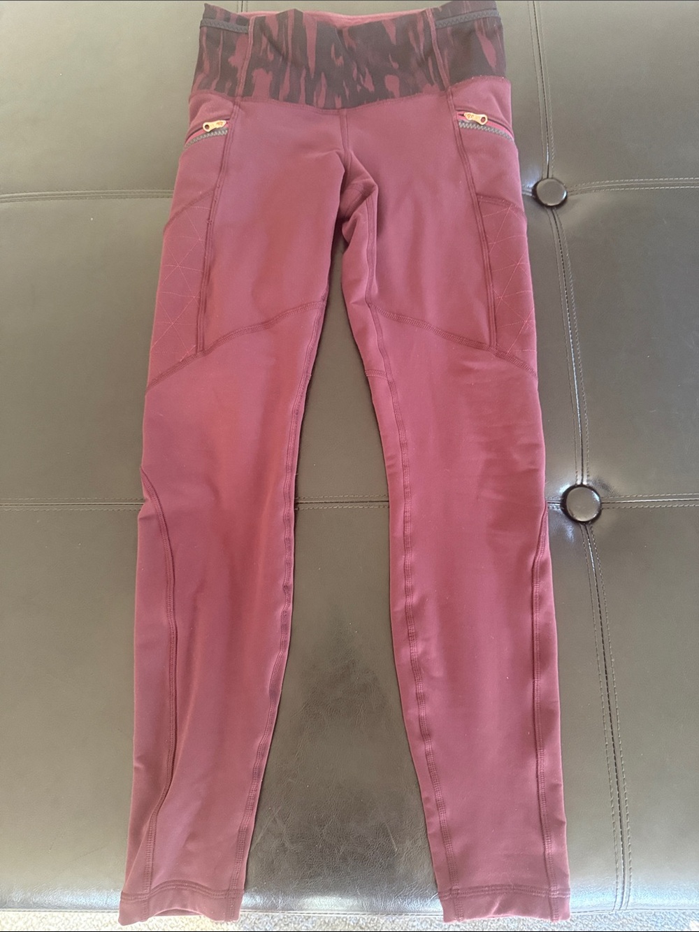 lululemon athletica Maroon Leggings with Printed Waistband